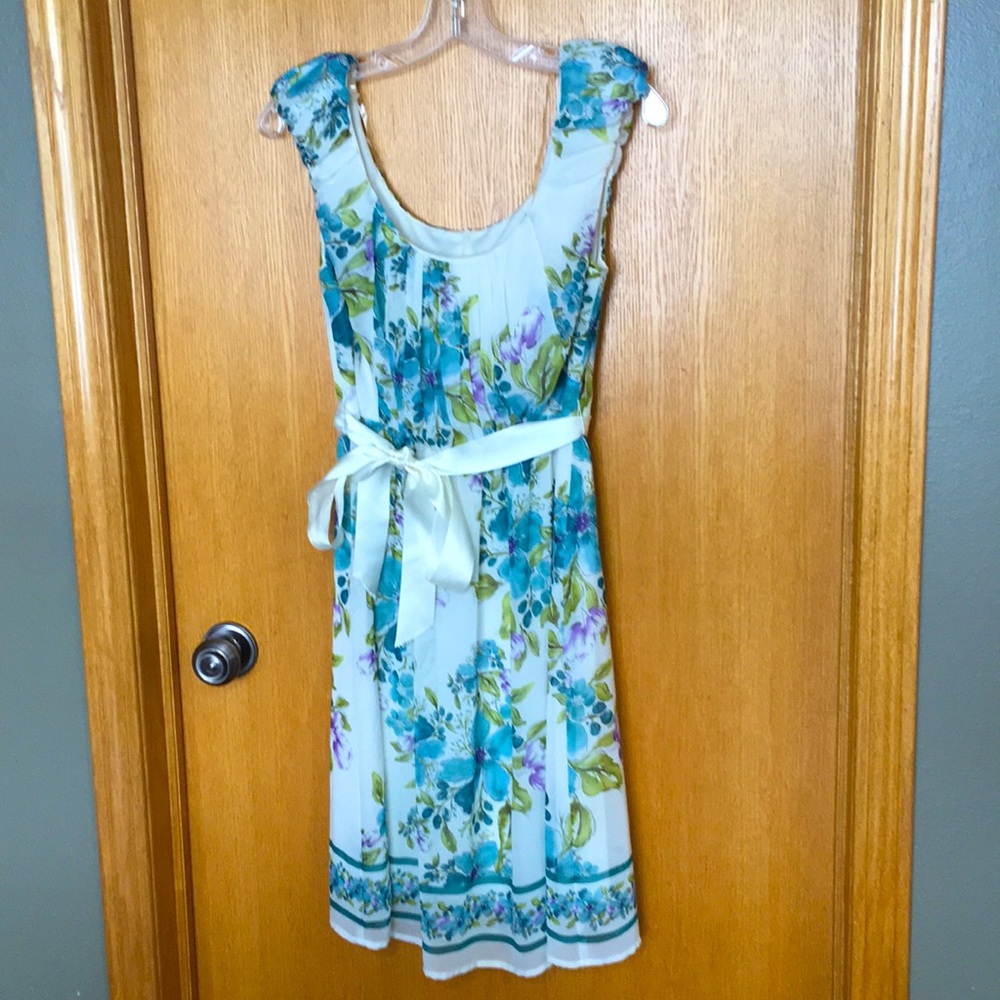 White with blue flowers Dress